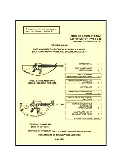 U.S. Army M16A2 and M4 Carbine 5.56mm, Rifle Technical Manual